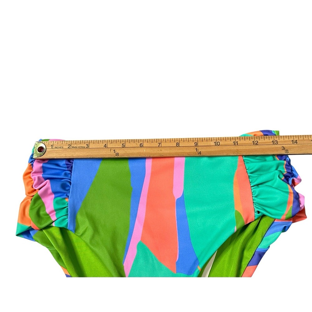 Hutch Bikini Trendy Colorful Swimsuit Set Size M Retro Swirl Ruffle NEW - Picture 7 of 11